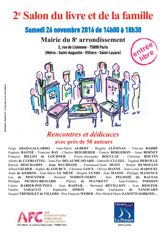 2e Salon du livre et de la famille samedi 26 novembre à la mairie du 8e arrondissement