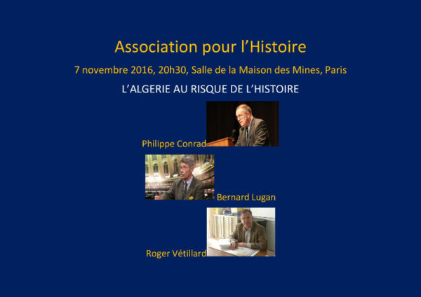 Colloque le 7 novembre : L'Algérie au risque de l'Histoire