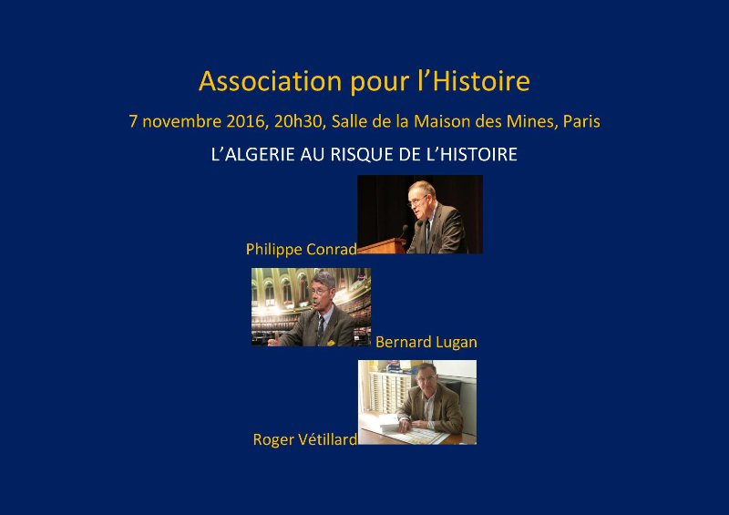 Colloque le 7 novembre : L’Algérie au risque de l’Histoire
