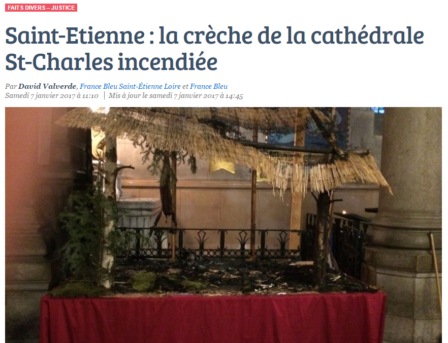 Saint-Etienne : la crèche de la cathédrale incendiée