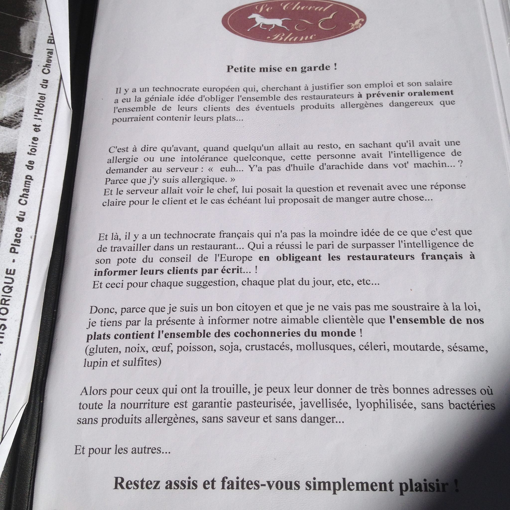 La France du bon sens qui résiste aux têtes à l’envers de l’Europe dans nos assiettes
