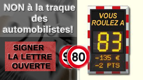 Signez la lettre ouverte : Non à la traque des automobilistes!