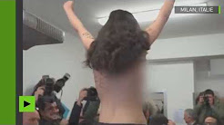 Seins nus, une Femen cherche à perturber Silvio Berlusconi en plein bureau de vote à Milan