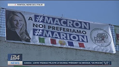 Affiche « Nous préférons Marion à Macron » lors d’un meeting de Salvini