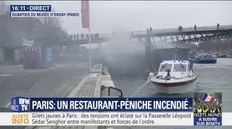 Des pompiers tentent d’éteindre un incendie sur une péniche, dans le quartier du musée d’Orsay (VIDÉO)