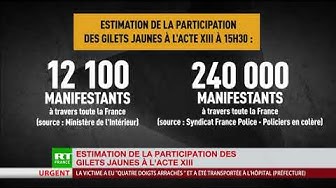 Acte 13 : 12 100 manifestants dans toute la France à 14h, selon le ministère de l’Intérieur, 240 000 à 15h30 selon un syndicat de police