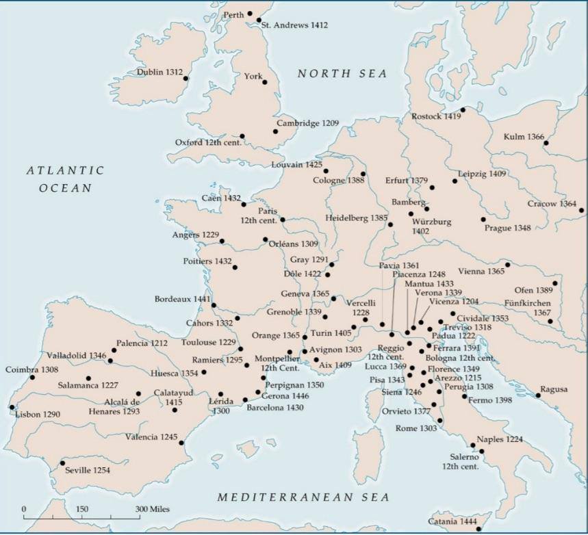 Europe : quand les universités ont été fondées (carte)