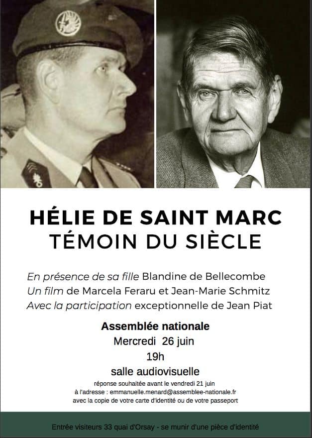 “Hélie de Saint-Marc, témoin  du siècle” (PROJECTION)