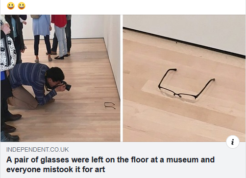 Drôle : Ils laissent une paire de lunettes sur le sol d’une galerie d’art, des gogos la prennent pour une œuvre !