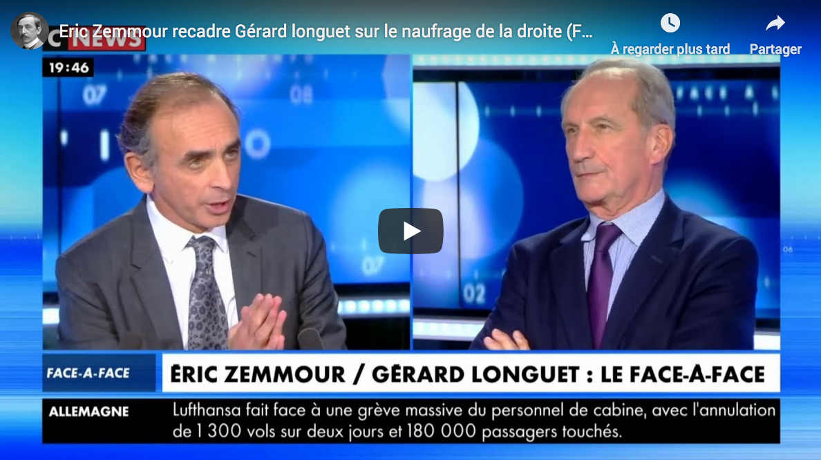 Éric Zemmour recadre Gérard longuet sur le naufrage de la droite (DÉBAT)