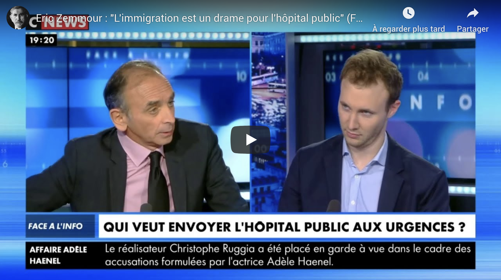 Éric Zemmour : “L’immigration est un drame pour l’hôpital public” (VIDÉO)