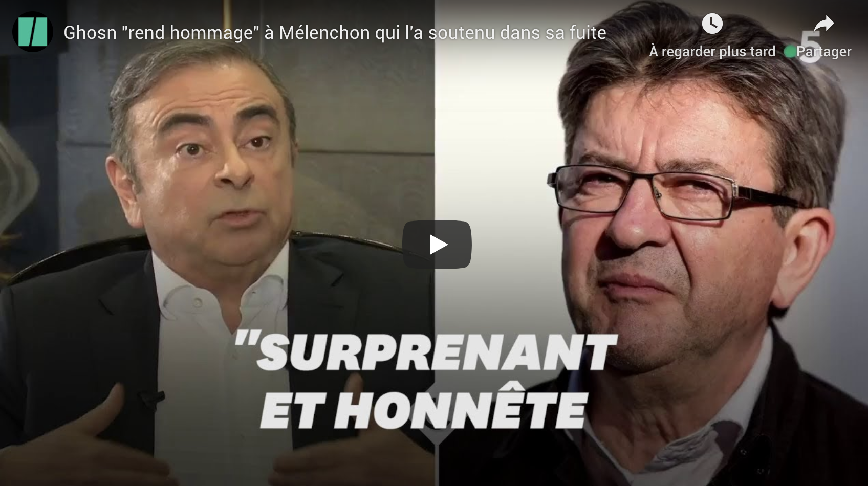 Carlos Ghosn “rend hommage” à Jean-Luc Mélenchon qui l’a soutenu dans sa fuite (VIDÉO)