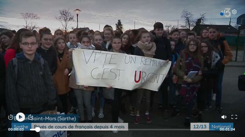 Sarthe : des collégiens privés de français depuis… septembre