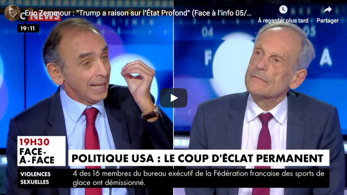 Éric Zemmour : “Trump a raison sur l’État profond” (VIDÉO)