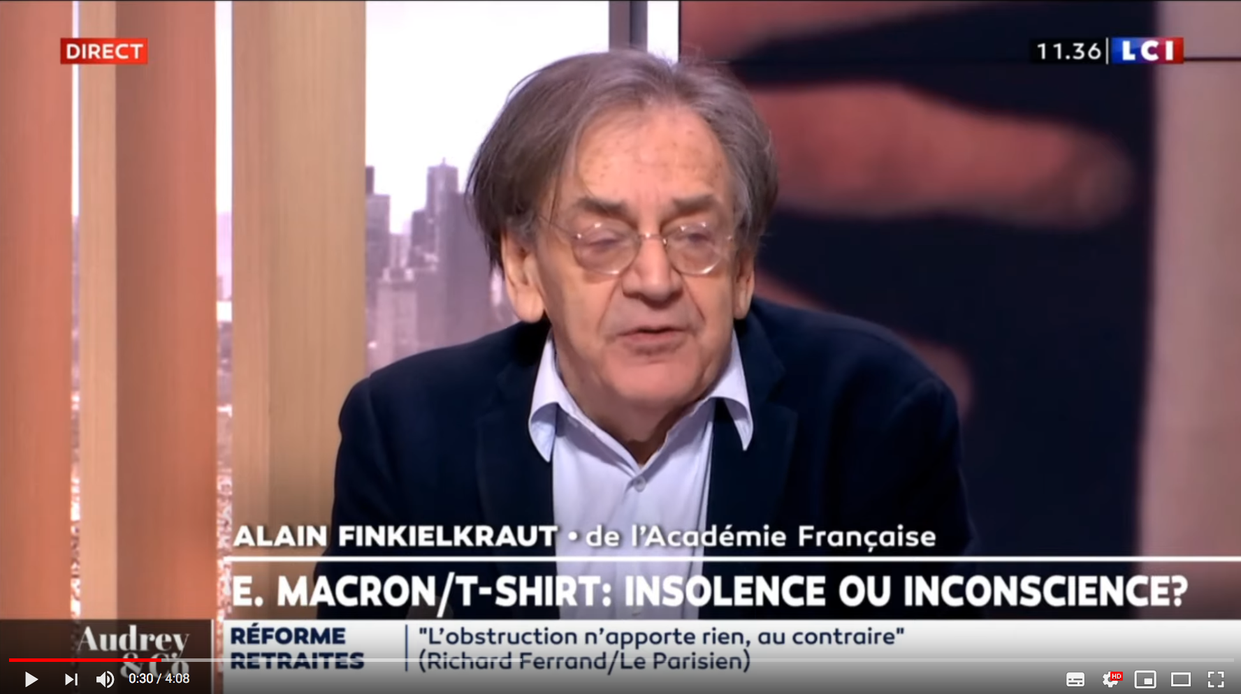 Alain Finkielkraut : “Macron s’enivre de transgressions à deux balles” (VIDÉO)