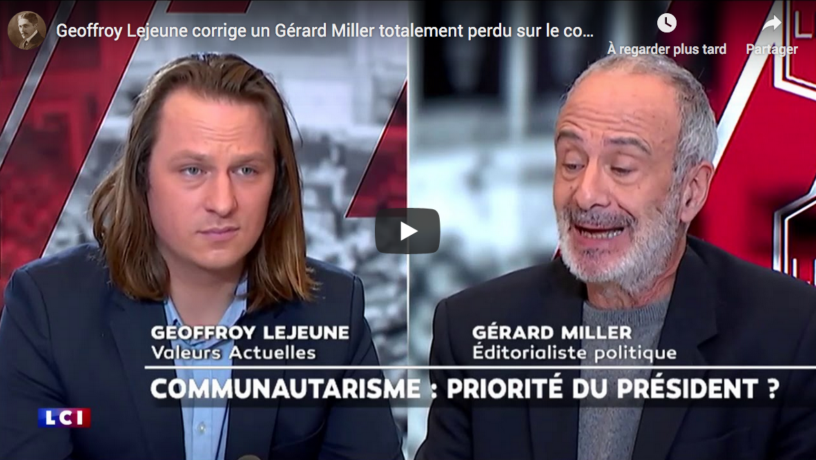 Geoffroy Lejeune corrige un Gérard Miller totalement perdu sur le communautarisme (VIDÉO)