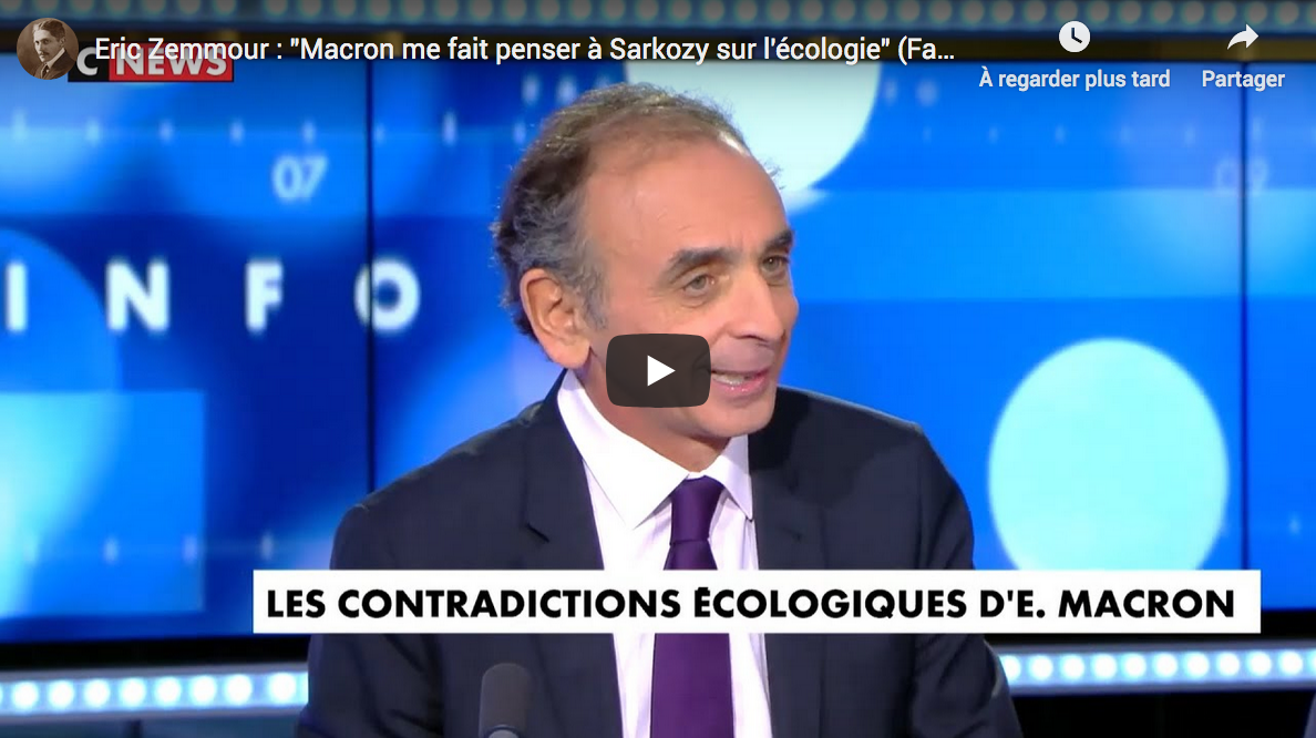Éric Zemmour : “Macron me fait penser à Sarkozy sur l’écologie” (VIDÉO)