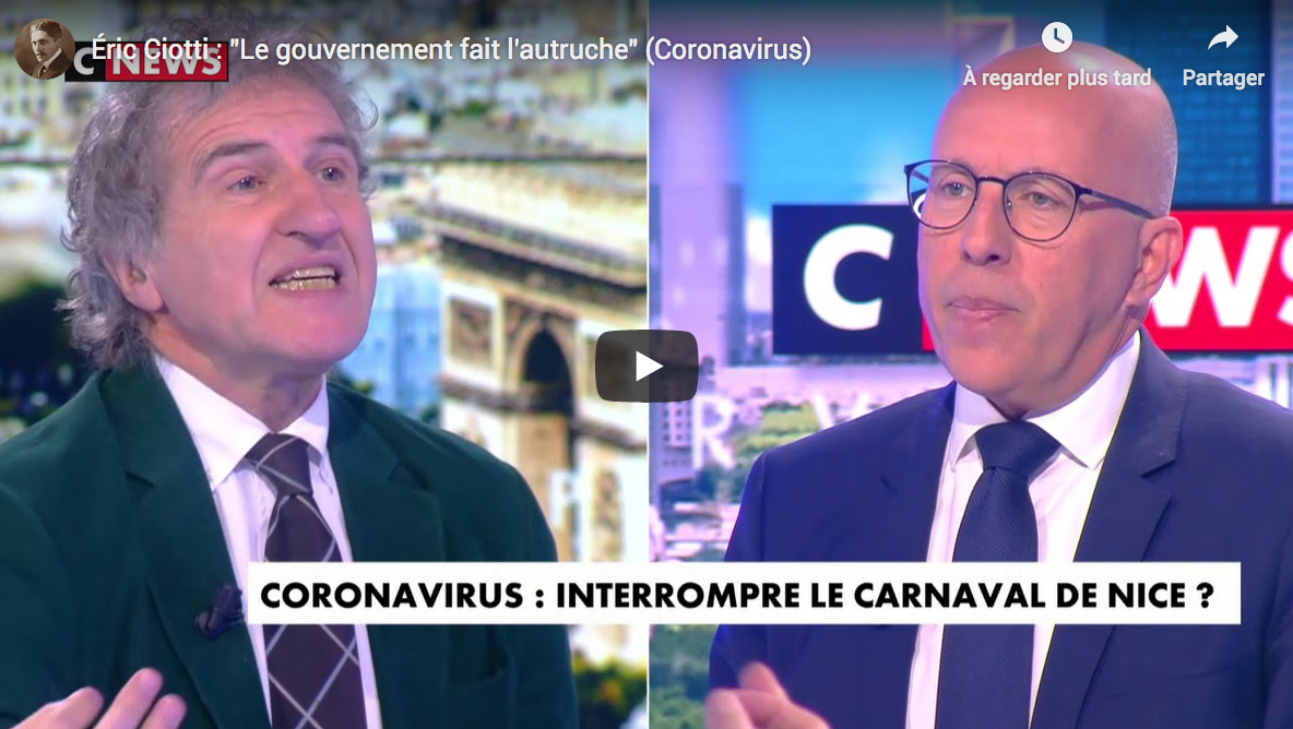 Éric Ciotti à propos du coronavirus : “Le gouvernement fait l’autruche” (VIDÉO)