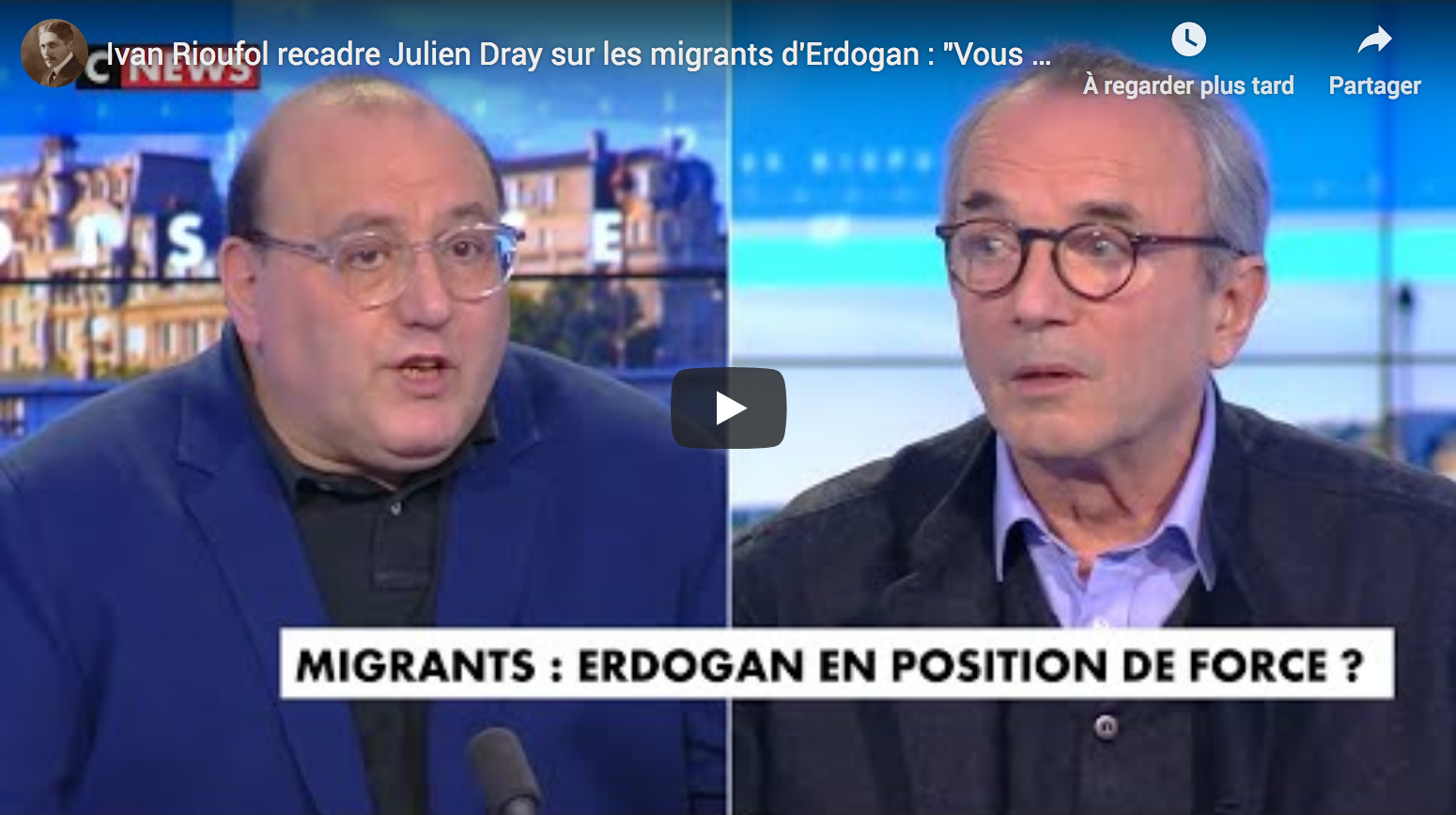 Ivan Rioufol rembarre Julien Dray sur les migrants d’Erdogan : “Vous vouliez la Turquie dans l’UE !” (DÉBAT)