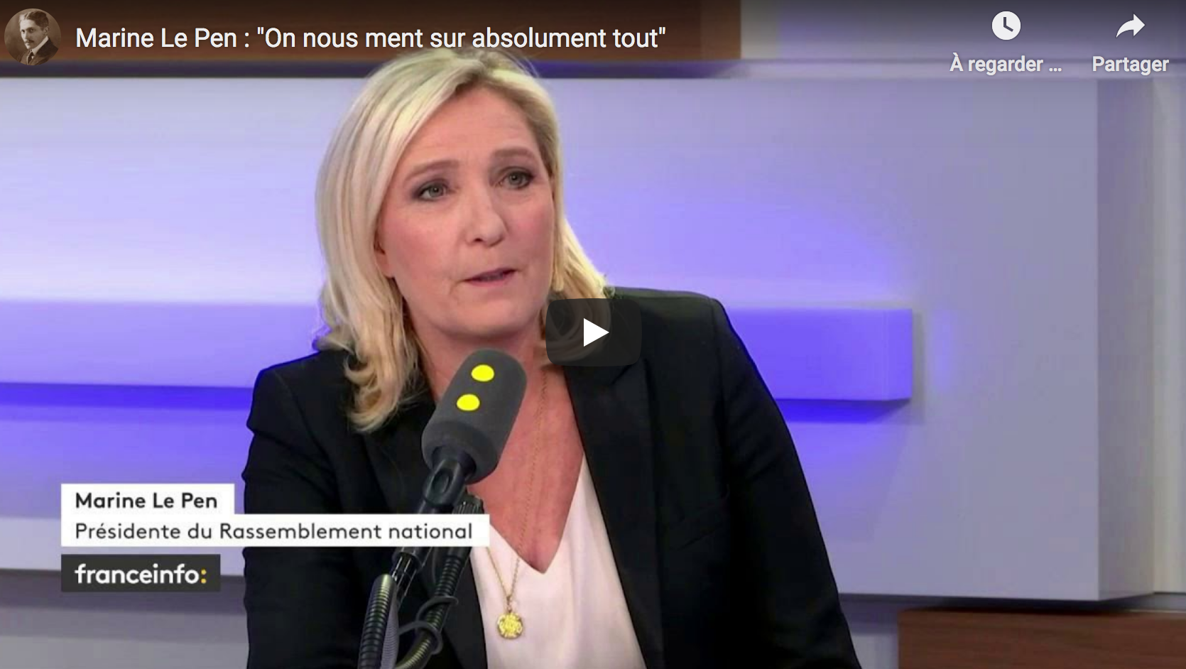 Marine Le Pen : “On nous ment sur absolument tout” (VIDÉO)