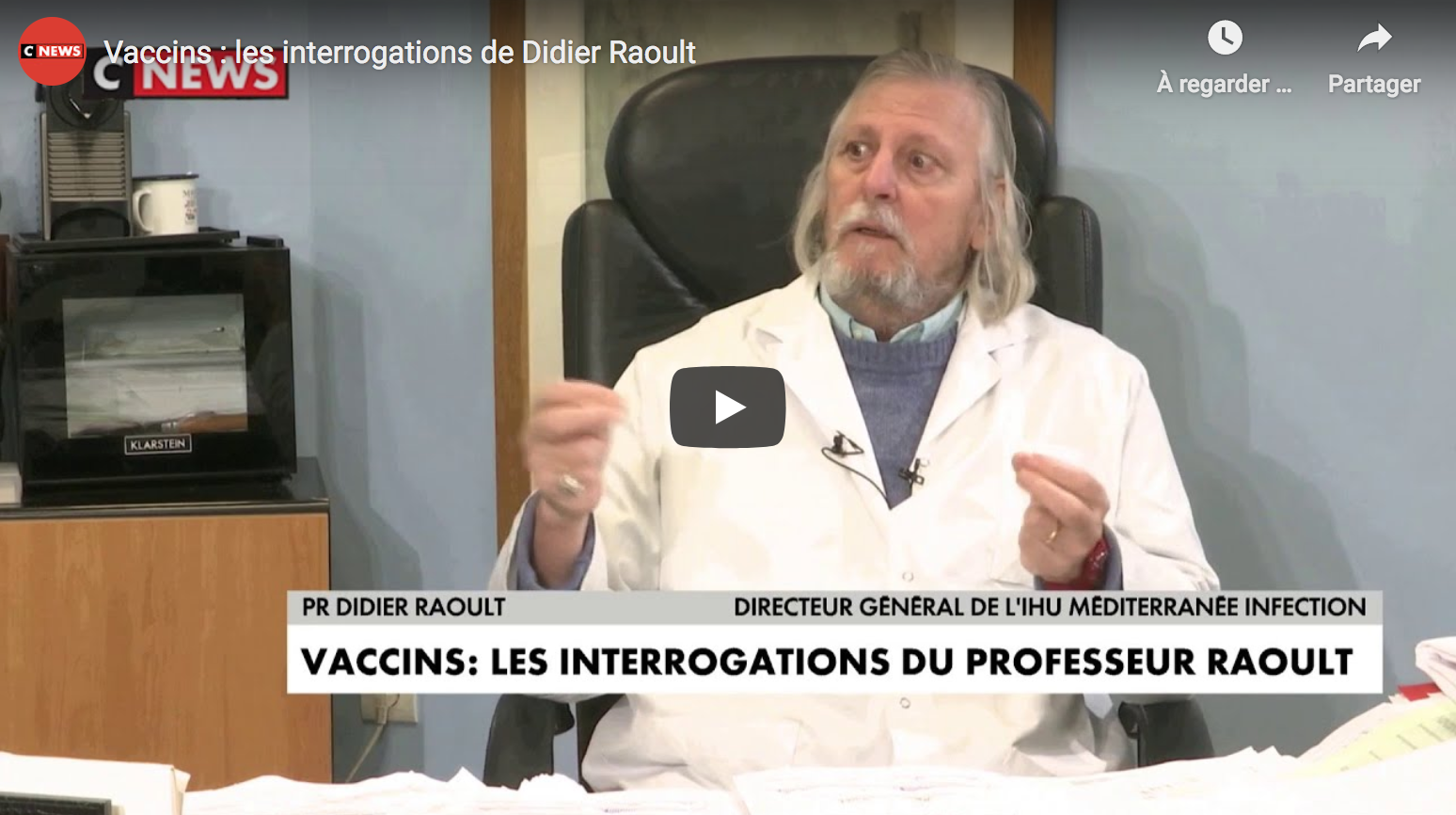 Vaccins : les interrogations de Didier Raoult (VIDÉO)