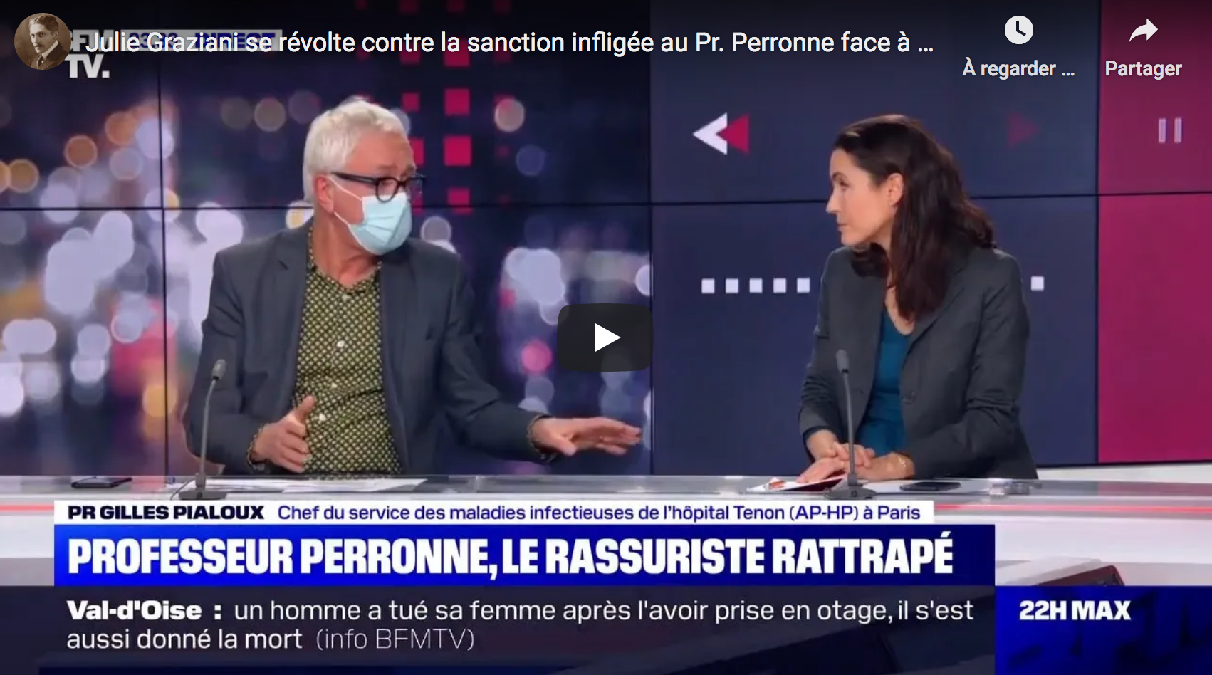 Julie Graziani se révolte contre la sanction infligée au Pr Christian Perronne face à Gilles Pialoux (VIDÉO)