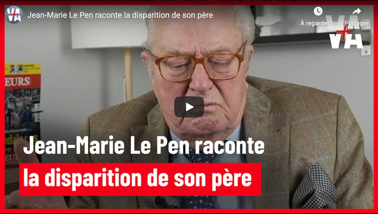 Jean-Marie Le Pen raconte la disparition de son père (VIDÉO)