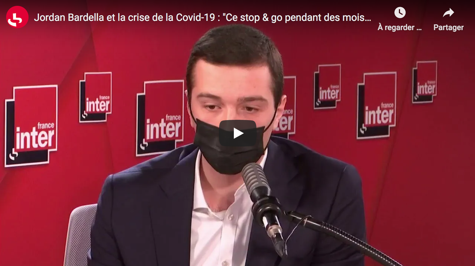 Jordan Bardella et la crise de la Covid-19 : “Ce stop & go pendant des mois va finir par nous tuer” (VIDÉO)
