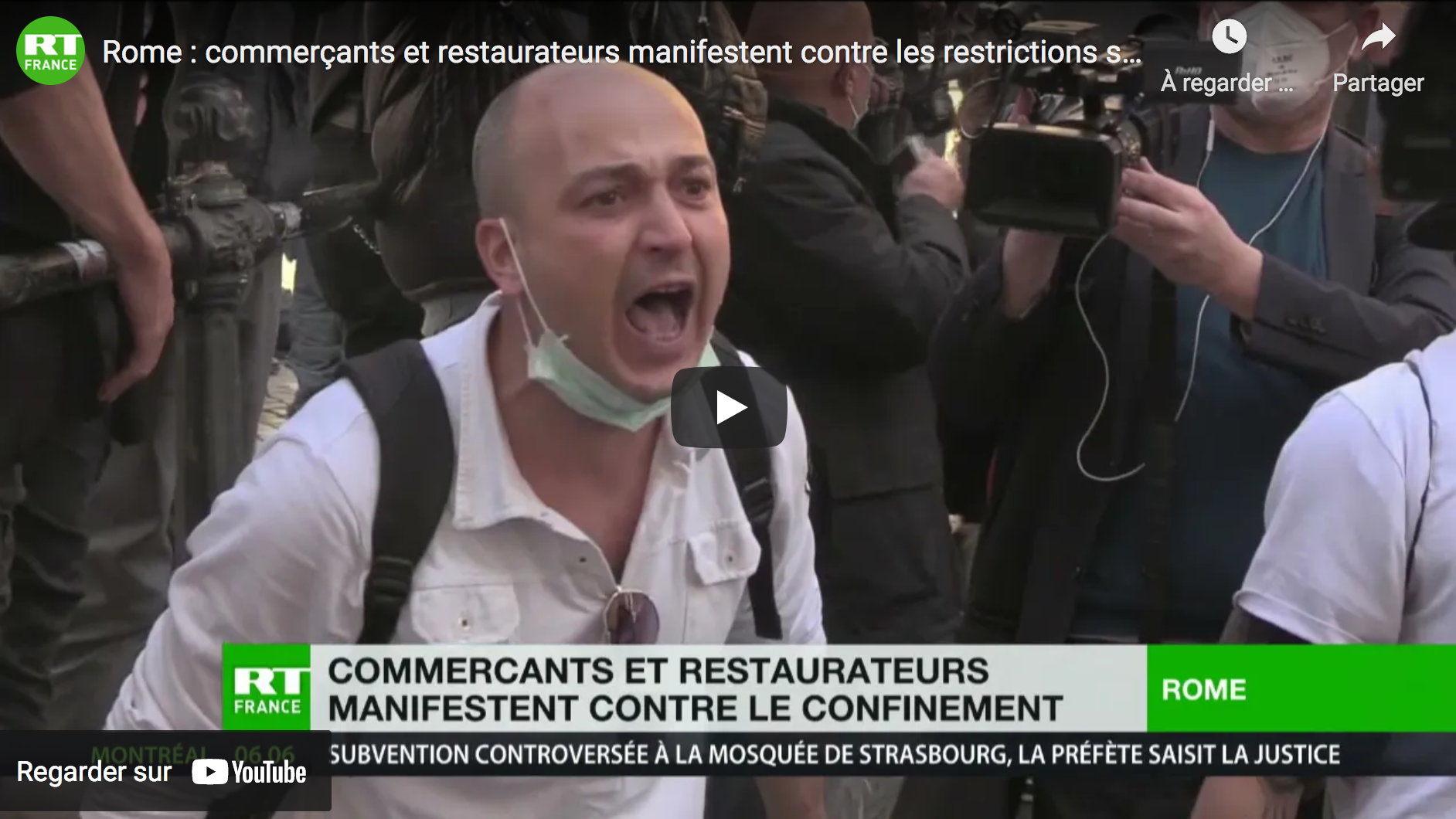 Rome : commerçants et restaurateurs manifestent contre les restrictions sanitaires (VIDÉO)