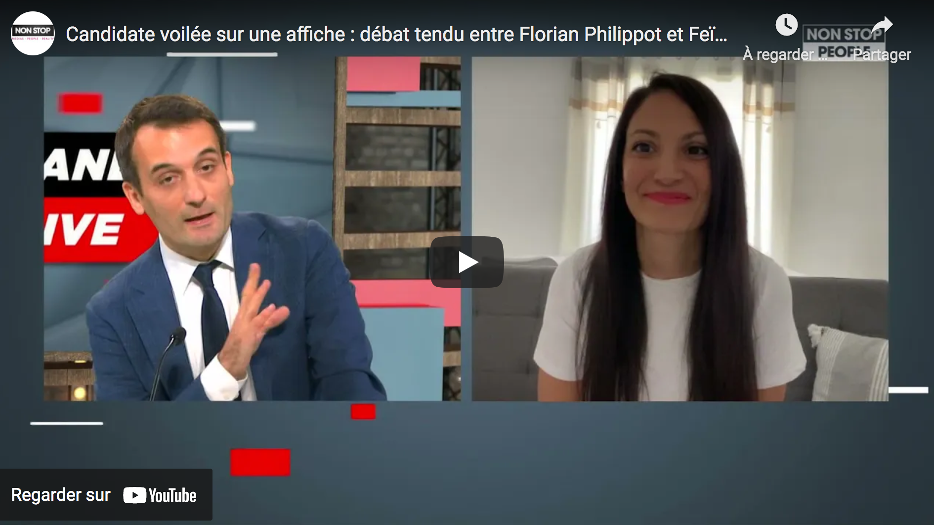 Candidate islamiste voilée sur une affiche : débat tendu entre Florian Philippot et Feïza Ben Mohamed (VIDÉO)