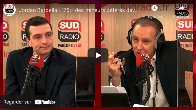 Jordan Bardella : “75% des mineurs déférés devant le parquet de Paris sont étrangers” (VIDÉO)