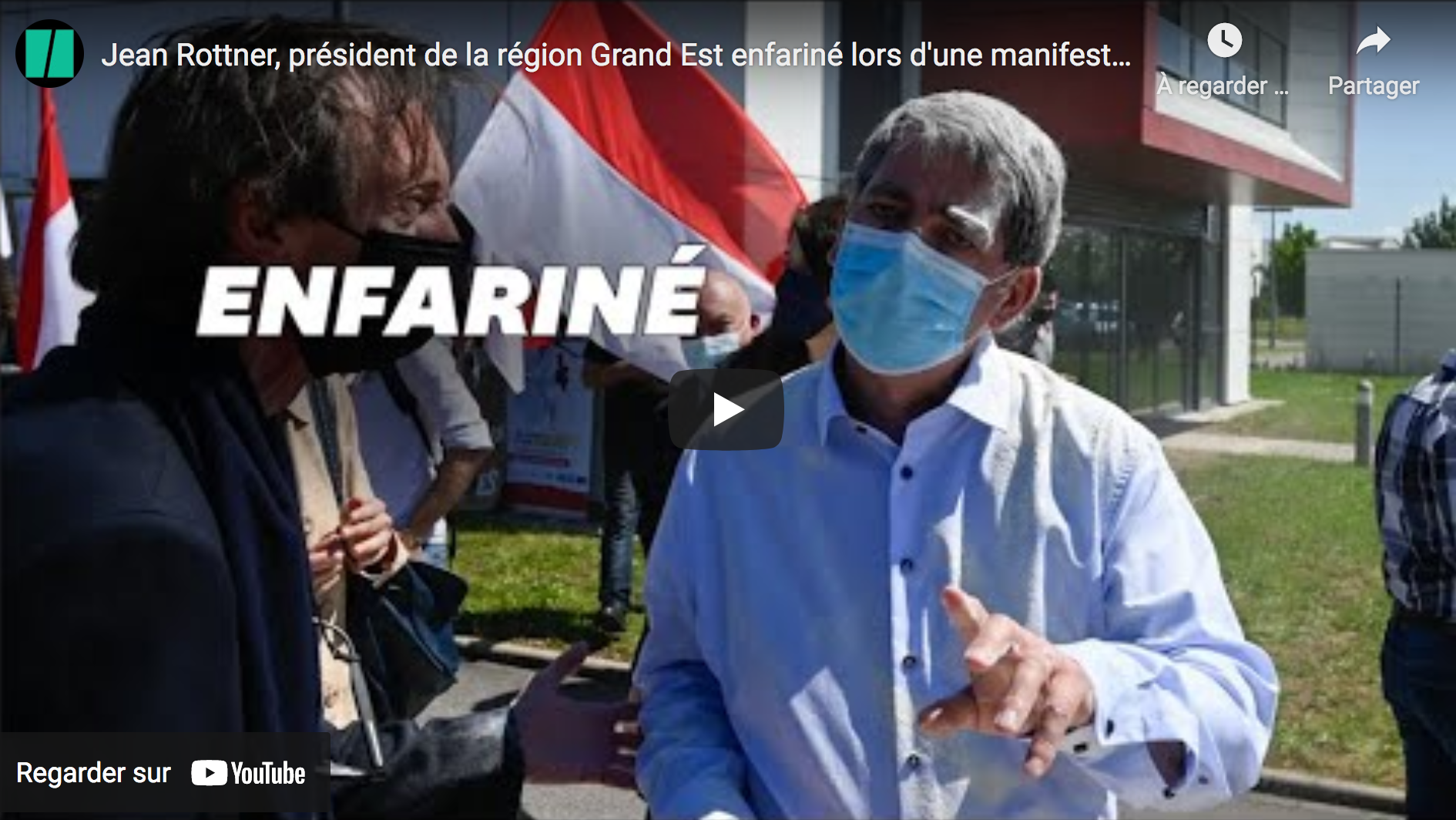 Jean Rottner, président de la région Grand Est enfariné par un autonomiste lors d’une manifestation (VIDÉO)