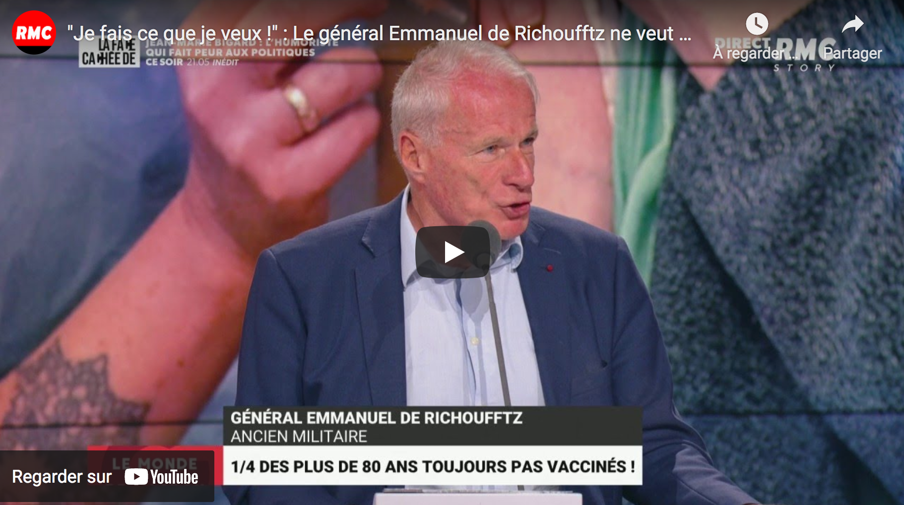 “Je fais ce que je veux !” : Le général Emmanuel de Richoufftz ne veut pas se faire vacciner (VIDÉO)