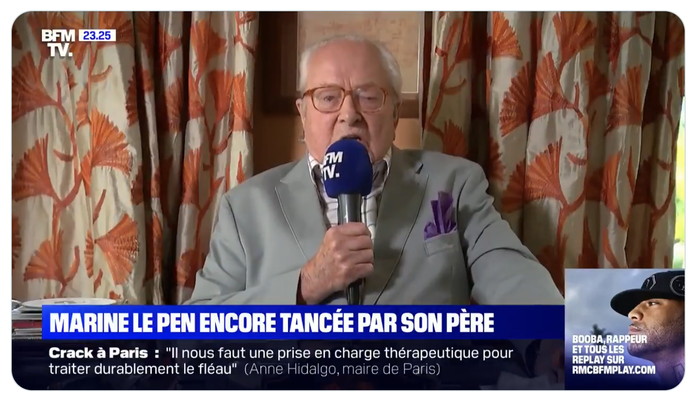 Jean-Marie Le Pen tacle la stratégie de sa fille (qu’il a imposé aux militants contre Bruno Gollnisch il y a plus de dix ans)