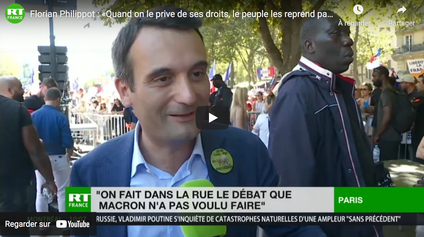 Florian Philippot : « Quand on le prive de ses droits, le peuple les reprend par la rue » (VIDÉO)