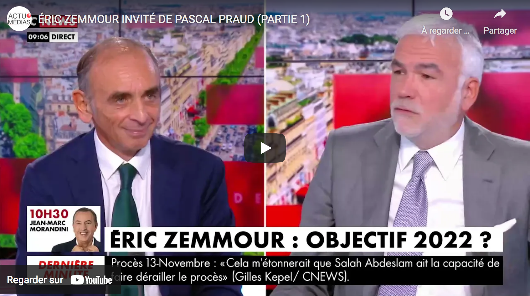 Éric Zemmour à Pascal Praud : “Faire de la politique, c’est vouloir continuer l’histoire de France” (VIDÉO)