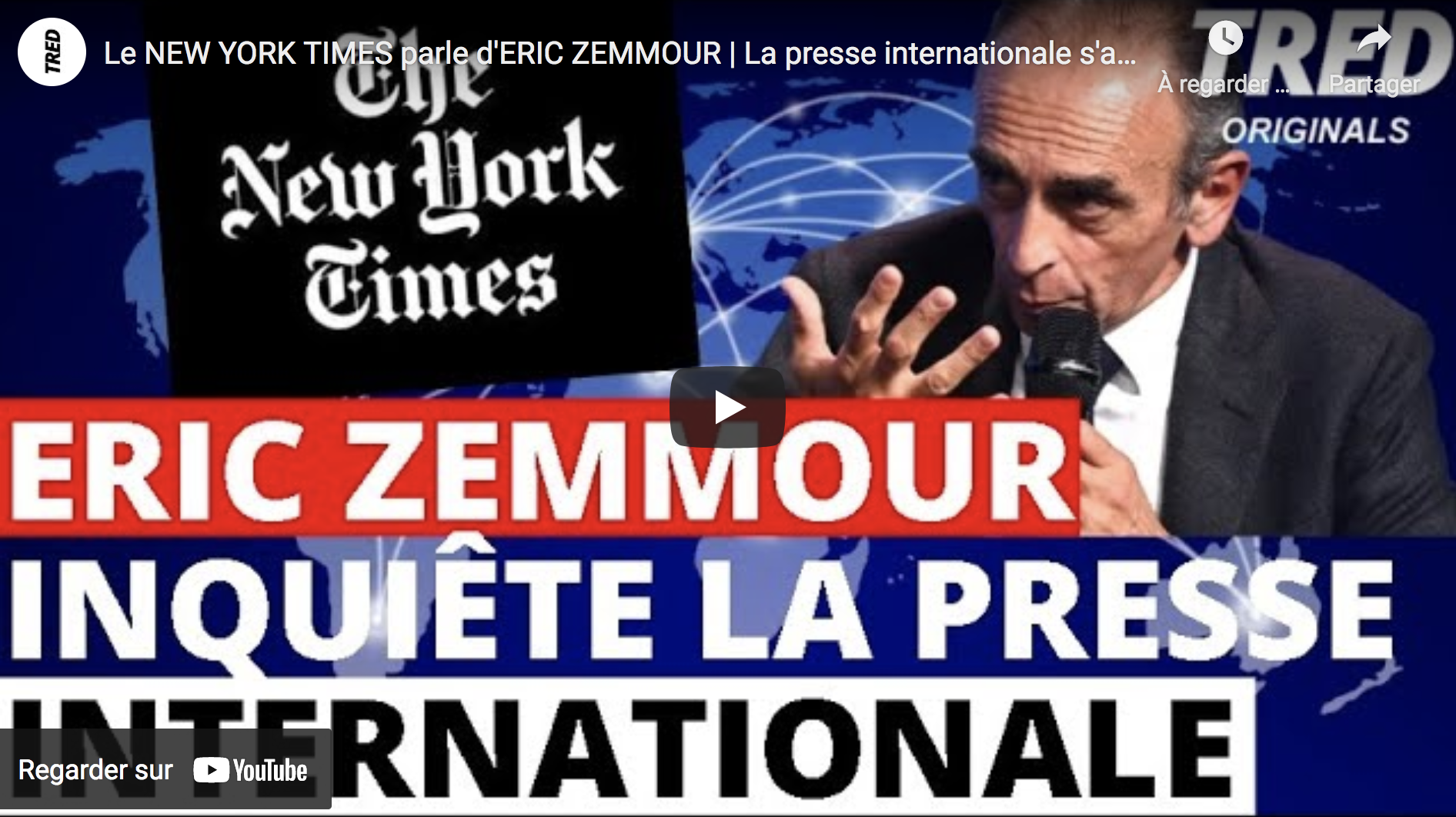 Le “New York Times” parle d’Éric Zemmour , la presse internationale s’agite ! (VIDÉO)
