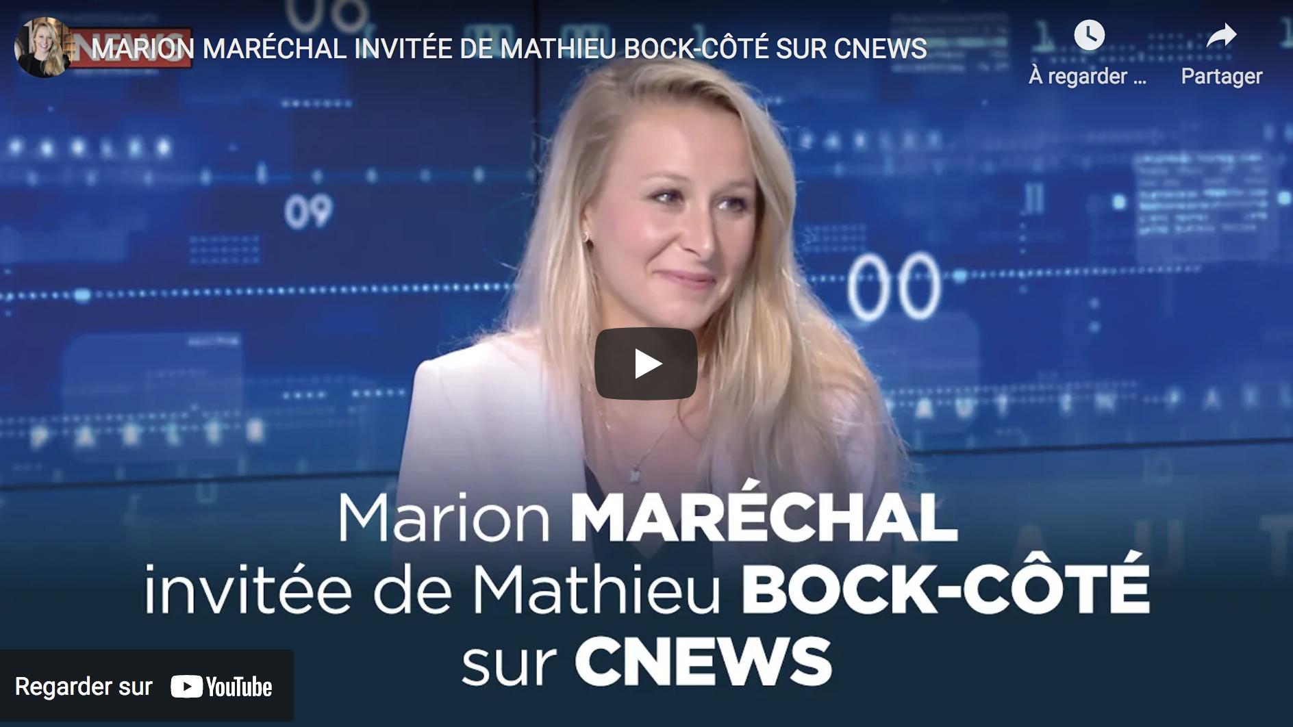 Marion Maréchal invitée de Mathieu Bock-Côté (VIDÉO)