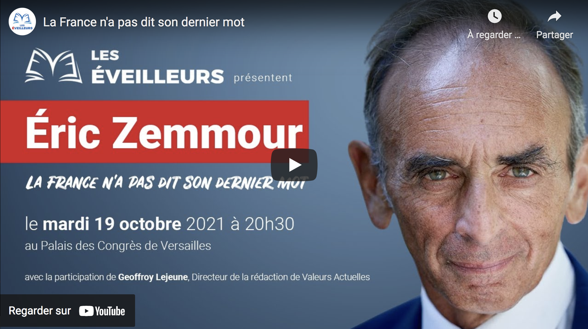 “La France n’a pas dit son dernier mot” : la rencontre entre Éric Zemmour et les Versaillais mardi 19 octobre 2021 (VIDÉO)