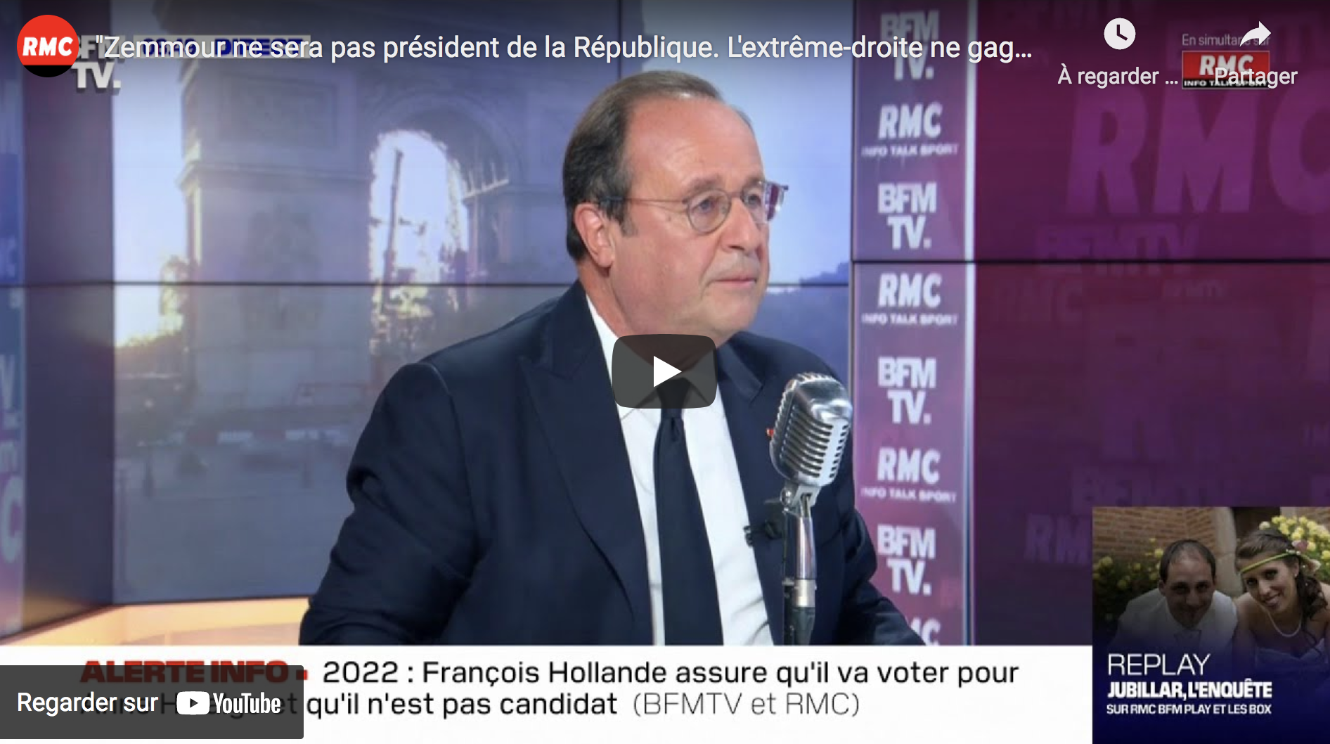François Hollande : “Éric Zemmour ne sera pas président de la République. L’extrême-droite ne gagnera pas” (VIDÉO)