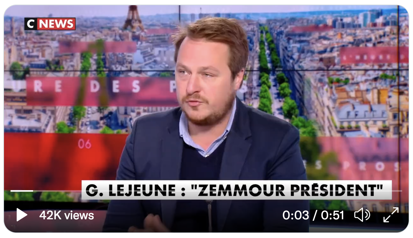 Geoffroy Lejeune : Éric Zemmour est porté par un rejet des médias, des politiques et du petit milieu qui fabriquent des polémiques en permanence (VIDÉO)