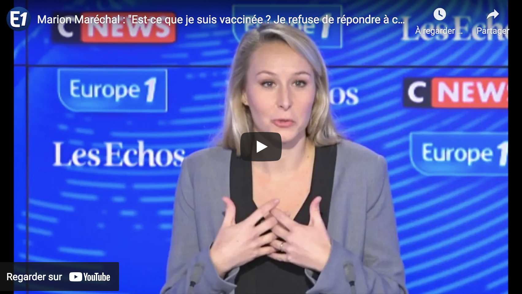 Marion Maréchal : “Est-ce que je suis vaccinée ? Je refuse de répondre à cette question” (VIDÉO)