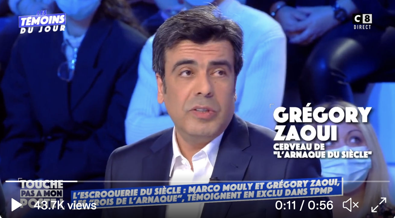 Au lieu de croupir en prison toute sa vie, Grégory Zaoui, le cerveau de “l’arnaque du siècle”, explique tranquillement l’escroquerie à la taxe carbone dans “TPMP” qui a coûté 1,5 milliard à la France (VIDÉO)