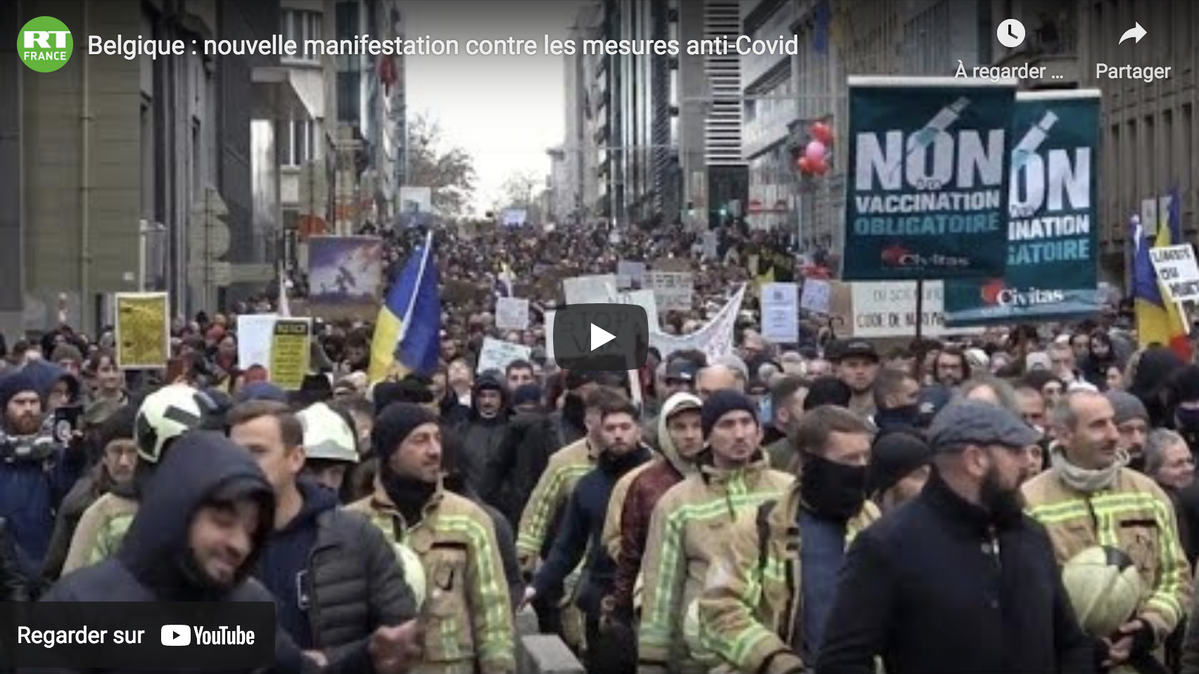 Belgique : nouvelle manifestation contre les mesures liberticides dites anti-Covid (VIDÉO)