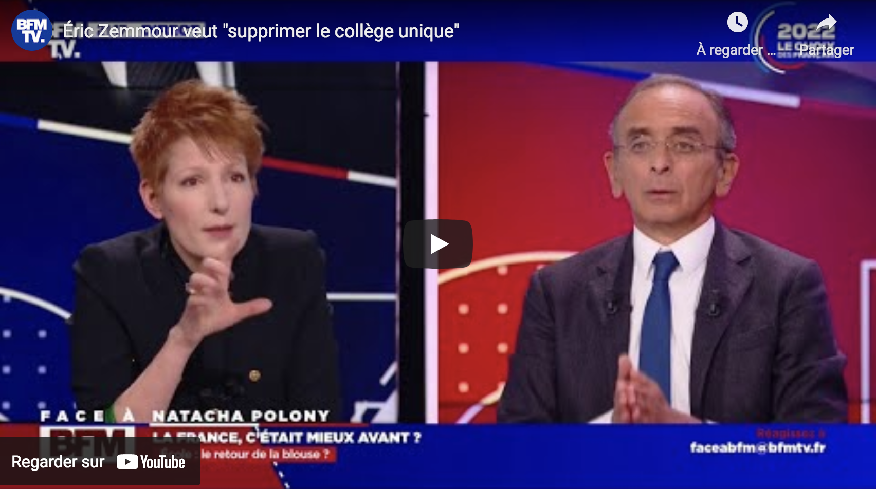 Éric Zemmour veut “supprimer le collège unique” (VIDÉO)