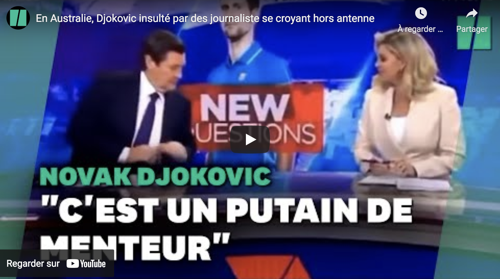 En Australie, Djokovic insulté par des journalistes covidistes se croyant hors antenne (VIDÉO)
