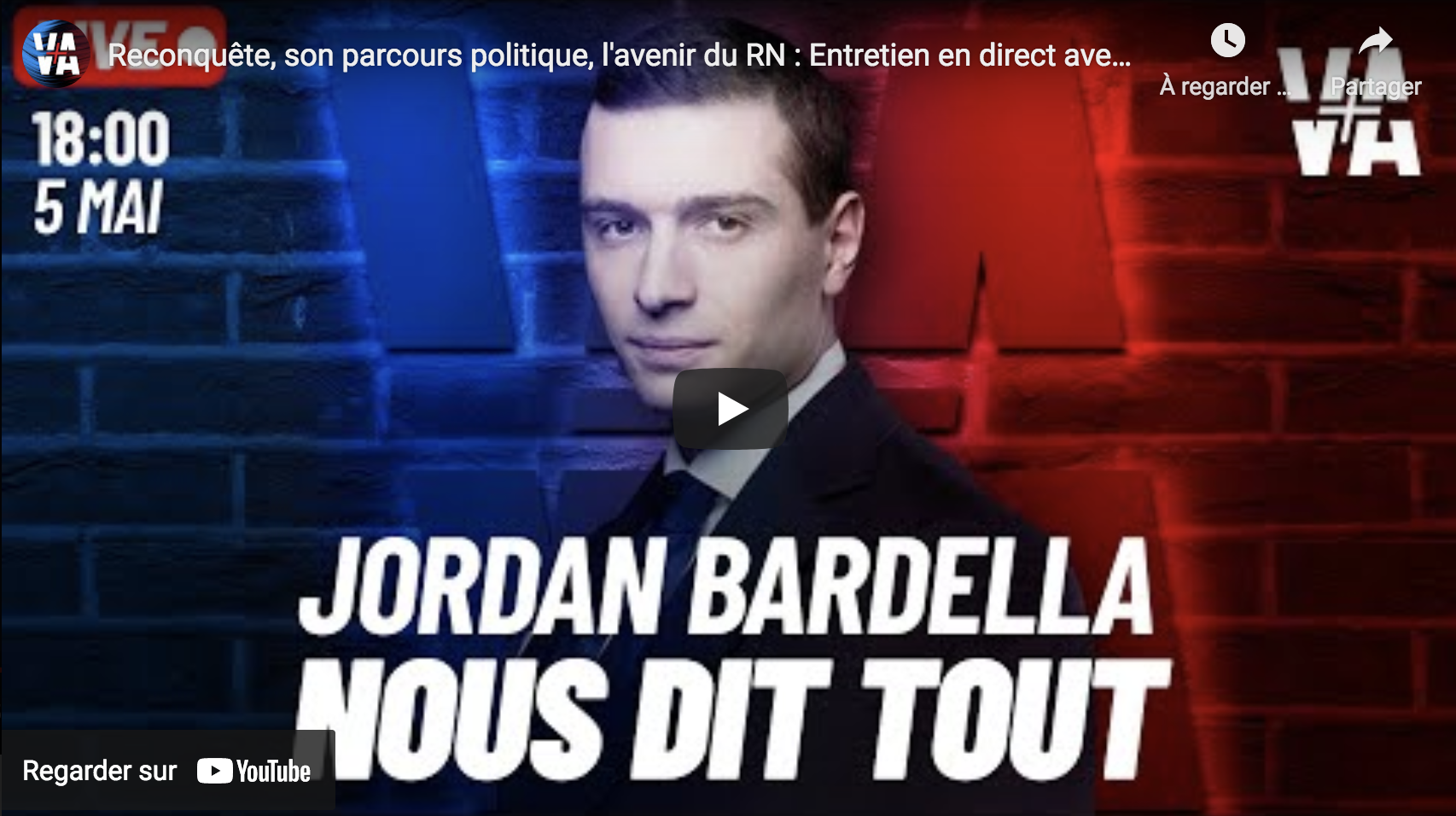 Reconquête, son parcours politique, l’avenir du RN : Entretien en direct avec Jordan Bardella (VIDÉO)