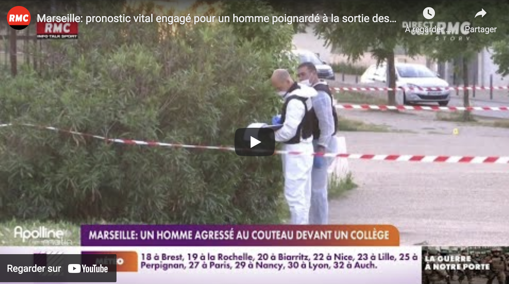 Marseille : des parents d’élèves inquiets après la violente agression au couteau devant un collège (par un certain Mohamed L.)