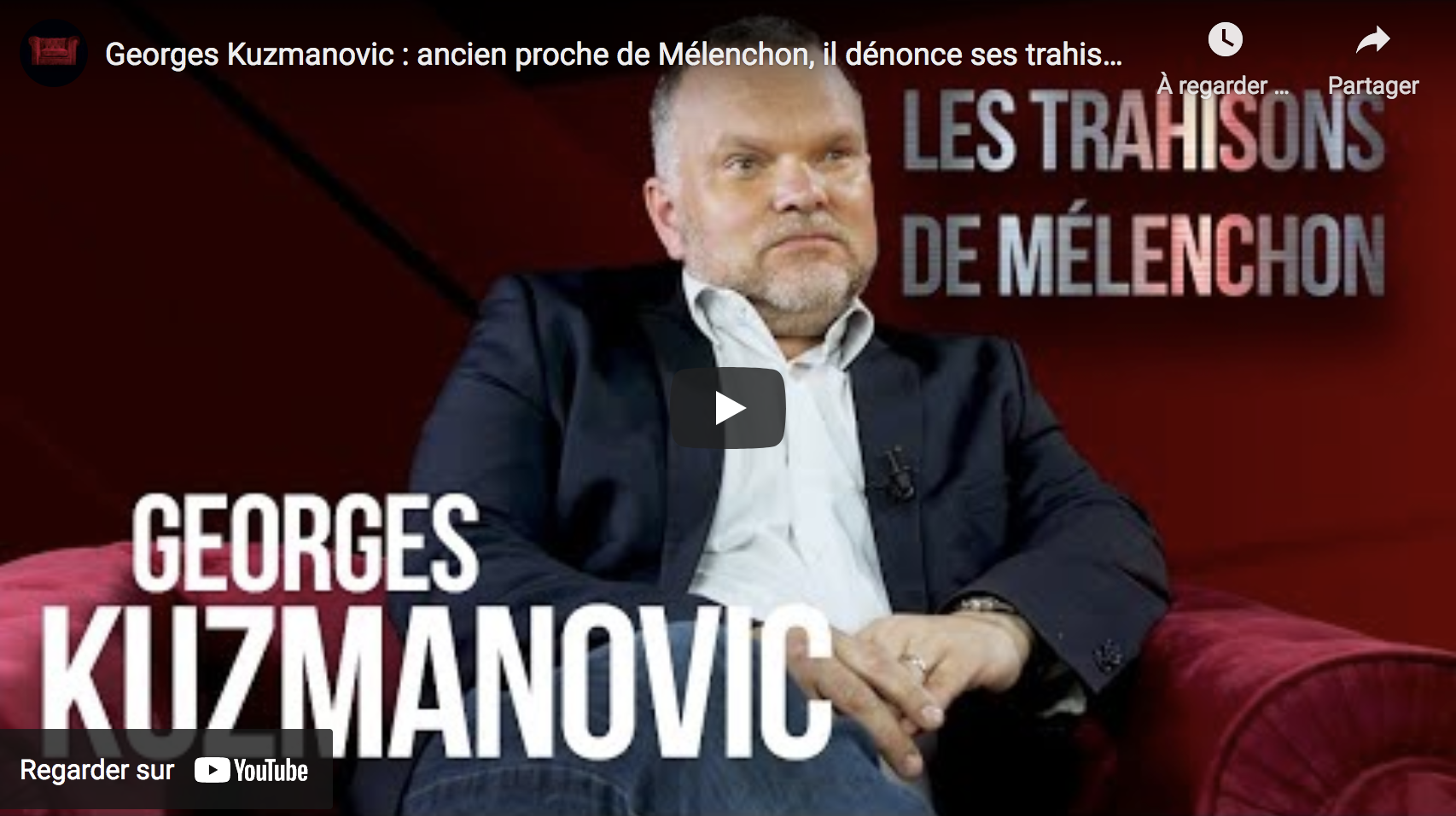Georges Kuzmanovic : Ancien proche de Mélenchon, il dénonce ses trahisons (VIDÉO)