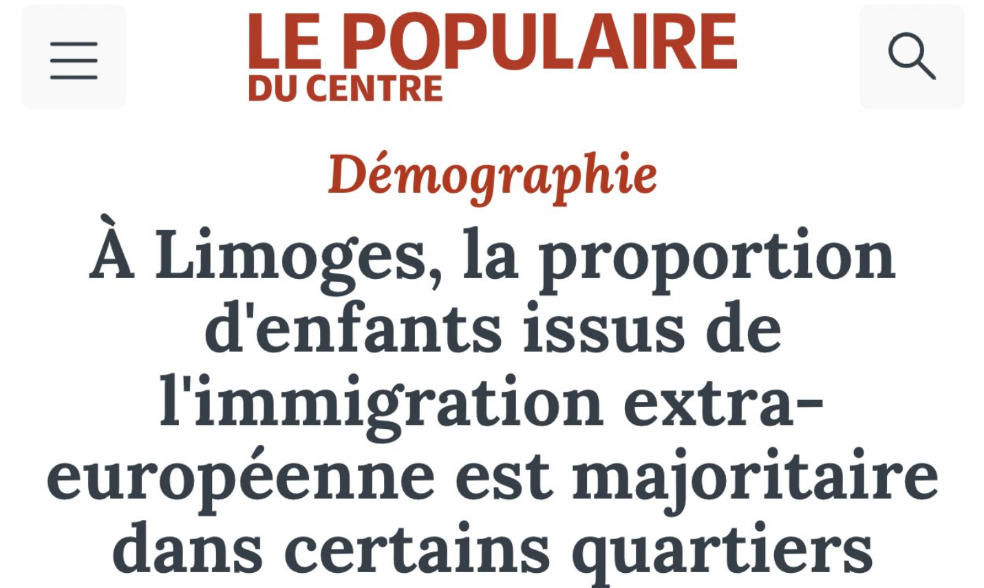 “Le Populaire du Centre” évoque le Grand Remplacement en cours des Français par les Arabo-musulmans